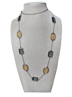 kate spade Long Two-Tone Station Necklace in Yellow and Green